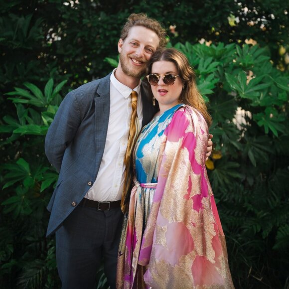 Halston Nisa Gold Ruched Printed Gown in Printed Fil Coupe - Picture 2 of 8